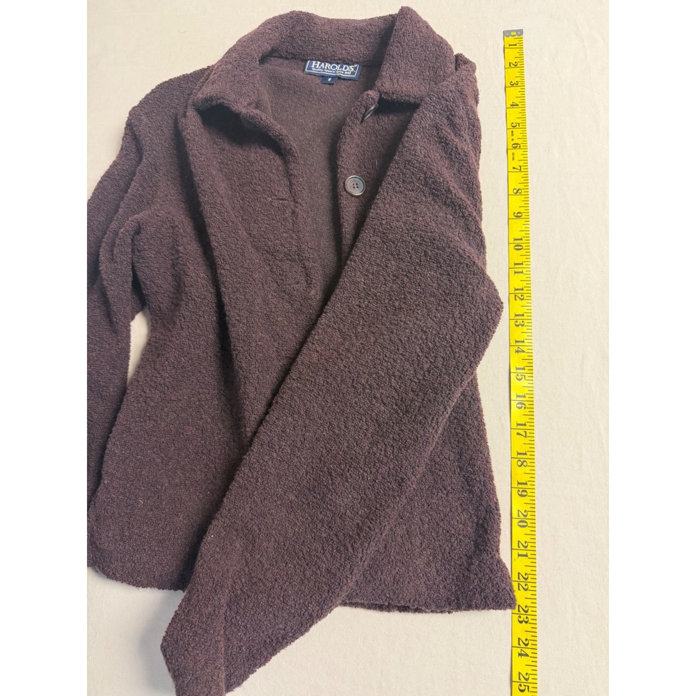 Harolds‎ Womens Brown Boucle Knit Button Front Jacket Size S Small Coat - Picture 3 of 4